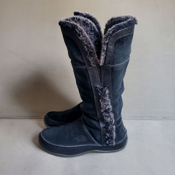 The North Face Josie II Black Suede Faux Fur Tall Boots Women’s 7 Primaloft 200 - Picture 6 of 14